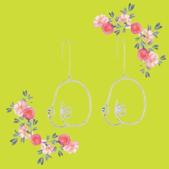 Earrings Boobies Novelty Funky /Nude Female Body - Picture 4 of 6